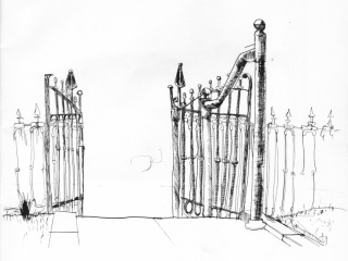 David Pariser's drawing of the iron fence at 1221